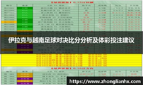 伊拉克与越南足球对决比分分析及体彩投注建议